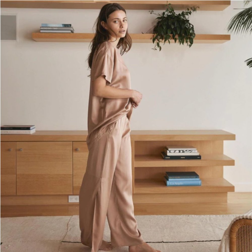 Washable Silk Tee Pant Set